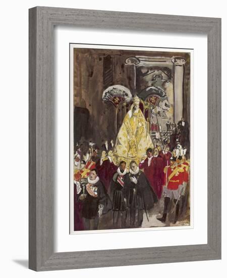 Pope in Procession-Yves Brayer-Framed Art Print