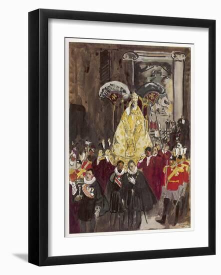 Pope in Procession-Yves Brayer-Framed Art Print