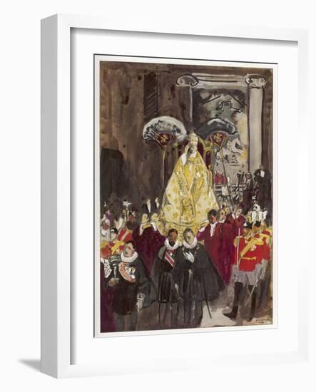 Pope in Procession-Yves Brayer-Framed Art Print