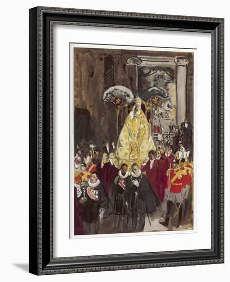 Pope in Procession-Yves Brayer-Framed Art Print