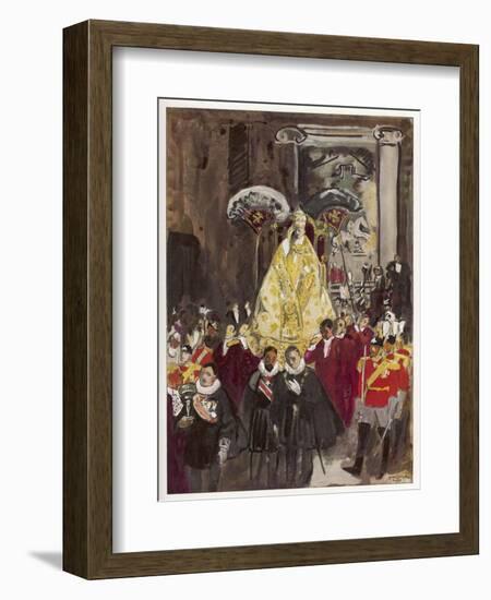 Pope in Procession-Yves Brayer-Framed Art Print