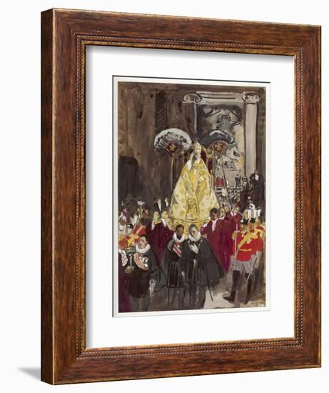 Pope in Procession-Yves Brayer-Framed Art Print