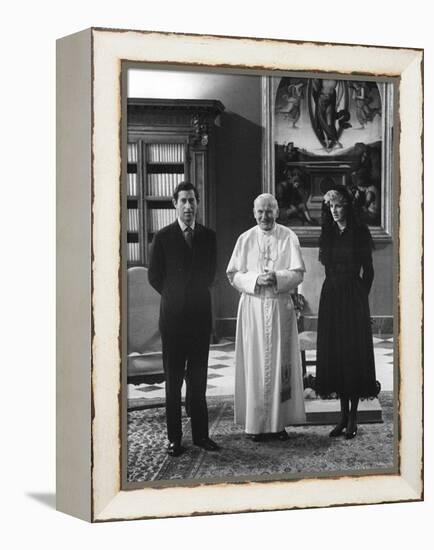 Pope John Paul II Meets with Prince Charles and Princess Diana in the Vatican-null-Framed Premier Image Canvas