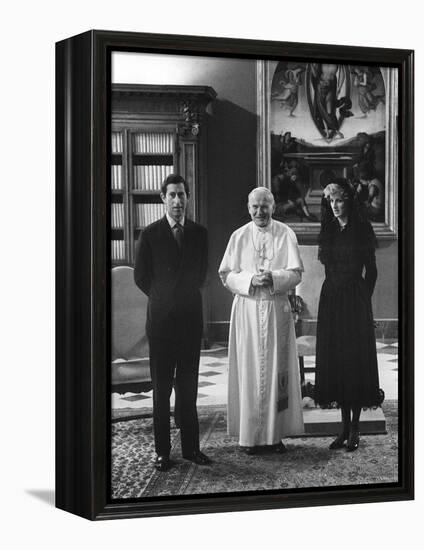 Pope John Paul II Meets with Prince Charles and Princess Diana in the Vatican-null-Framed Premier Image Canvas