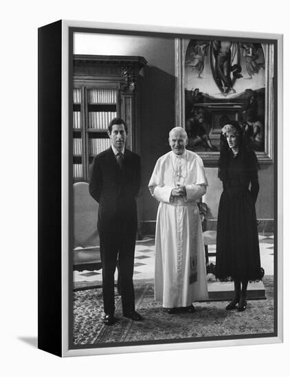 Pope John Paul II Meets with Prince Charles and Princess Diana in the Vatican-null-Framed Premier Image Canvas