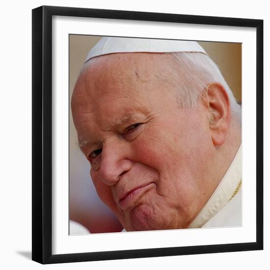 Pope John Paul II, on His Popemobile, During the Weekly General Audience in St. Peter's Square, at -null-Framed Photographic Print