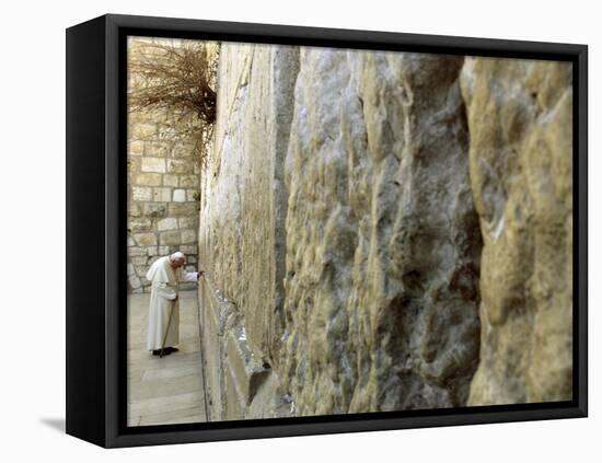 Pope John Paul II Rests His Hand on the Western Wall-null-Framed Premier Image Canvas