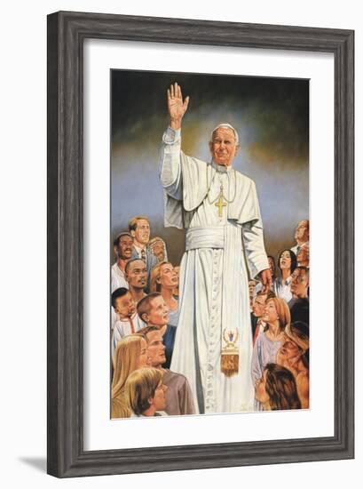 Pope John Paul II White Robes-null-Framed Art Print