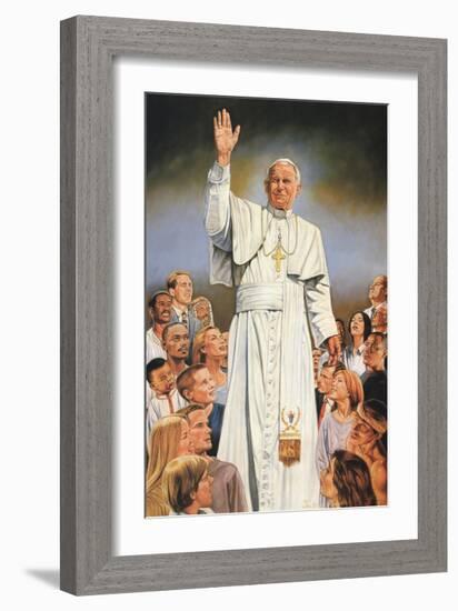 Pope John Paul II White Robes-null-Framed Art Print