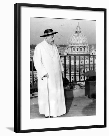 Pope John XXIII on the Terrace of a IX-Century Tower in the Vatican Gardens April 15, 1963-null-Framed Photographic Print