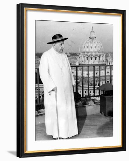 Pope John XXIII on the Terrace of a IX-Century Tower in the Vatican Gardens April 15, 1963-null-Framed Photographic Print