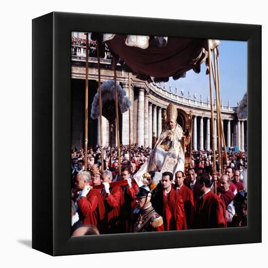 Pope John XXIII Riding the Sedia Gestatoria to St. Peter's Basilica, 2nd Vatican Ecumenical Council-Paul Schutzer-Framed Premier Image Canvas