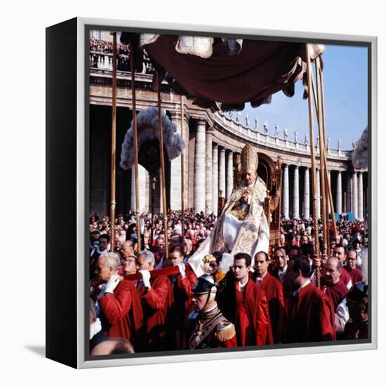 Pope John XXIII Riding the Sedia Gestatoria to St. Peter's Basilica, 2nd Vatican Ecumenical Council-Paul Schutzer-Framed Premier Image Canvas