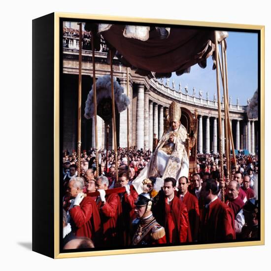 Pope John XXIII Riding the Sedia Gestatoria to St. Peter's Basilica, 2nd Vatican Ecumenical Council-Paul Schutzer-Framed Premier Image Canvas