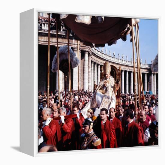 Pope John XXIII Riding the Sedia Gestatoria to St. Peter's Basilica, 2nd Vatican Ecumenical Council-Paul Schutzer-Framed Premier Image Canvas