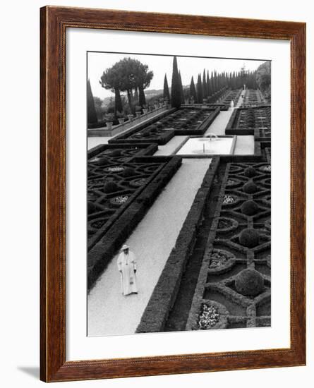 Pope John XXIII Walks in the Gardens of His Summer Residence at Castelgandolfo-Luigi Felici-Framed Photographic Print