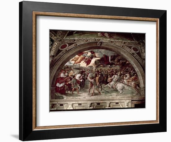 Pope Leo I (C.390-461) Repulsing Attila (C.406-453) 1511-14-Raphael-Framed Giclee Print