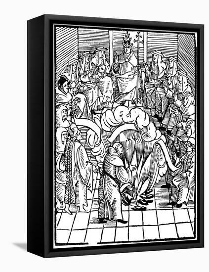Pope Leo X Supervising the Burning of Martin Luthor's Books, 1521-null-Framed Premier Image Canvas