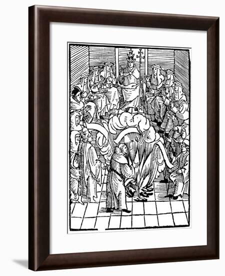 Pope Leo X Supervising the Burning of Martin Luthor's Books, 1521-null-Framed Giclee Print