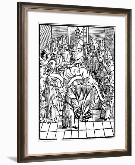 Pope Leo X Supervising the Burning of Martin Luthor's Books, 1521-null-Framed Giclee Print