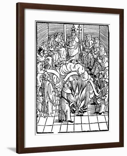 Pope Leo X Supervising the Burning of Martin Luthor's Books, 1521-null-Framed Giclee Print