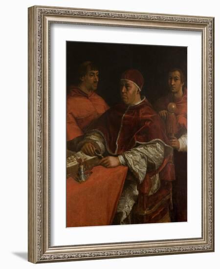 Pope Leo X with Two Cardinals, after Raphael-Giorgio Vasari-Framed Giclee Print