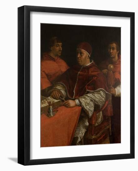 Pope Leo X with Two Cardinals, after Raphael-Giorgio Vasari-Framed Giclee Print