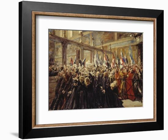 Pope Leo XIII, Blesses the Pilgrims in the Sistine Chapel, 1906-Max Liebermann-Framed Giclee Print