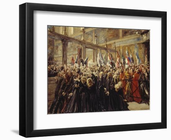 Pope Leo XIII, Blesses the Pilgrims in the Sistine Chapel, 1906-Max Liebermann-Framed Giclee Print