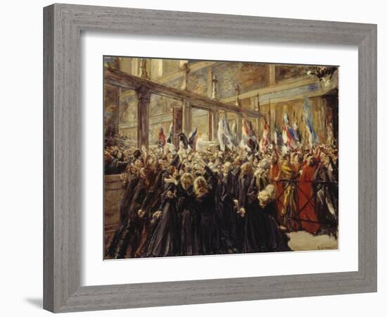 Pope Leo XIII, Blesses the Pilgrims in the Sistine Chapel, 1906-Max Liebermann-Framed Giclee Print