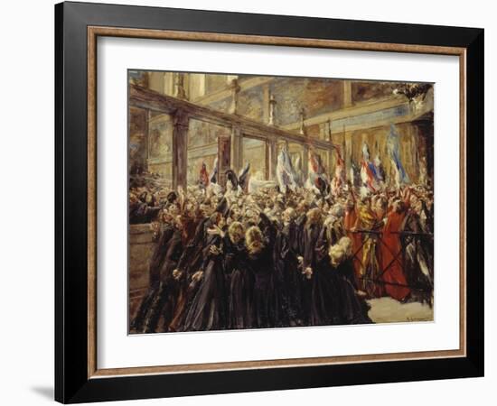 Pope Leo XIII, Blesses the Pilgrims in the Sistine Chapel, 1906-Max Liebermann-Framed Giclee Print