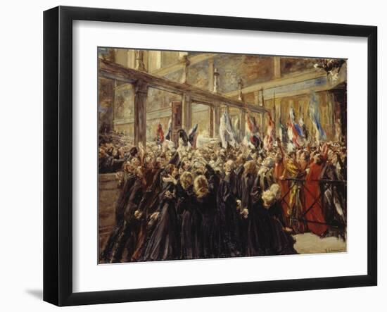 Pope Leo XIII, Blesses the Pilgrims in the Sistine Chapel, 1906-Max Liebermann-Framed Giclee Print