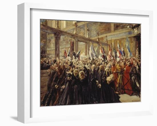 Pope Leo XIII, Blesses the Pilgrims in the Sistine Chapel, 1906-Max Liebermann-Framed Giclee Print