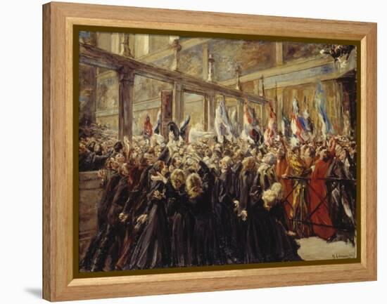 Pope Leo XIII, Blesses the Pilgrims in the Sistine Chapel, 1906-Max Liebermann-Framed Premier Image Canvas