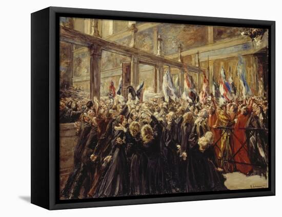 Pope Leo XIII, Blesses the Pilgrims in the Sistine Chapel, 1906-Max Liebermann-Framed Premier Image Canvas