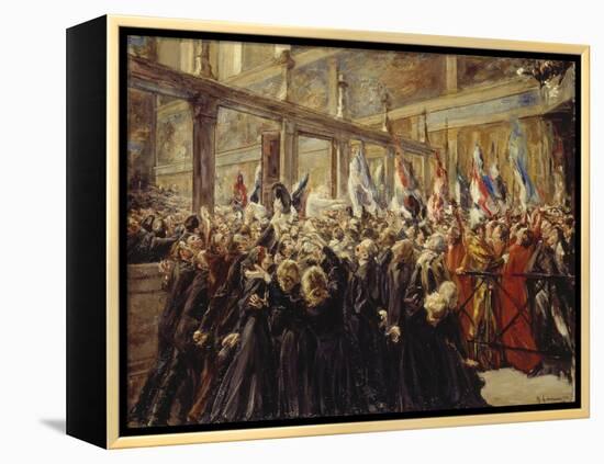 Pope Leo XIII, Blesses the Pilgrims in the Sistine Chapel, 1906-Max Liebermann-Framed Premier Image Canvas