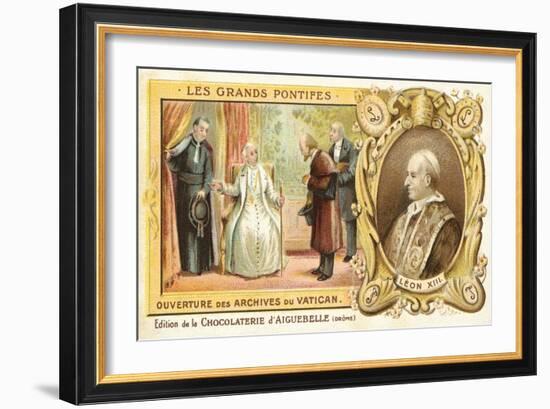 Pope Leo XIII Opening the Vatican Archives, 1881-null-Framed Giclee Print