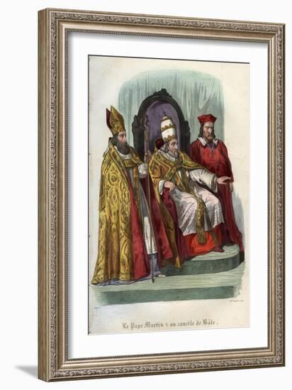 Pope Martin V (1368-1431) at the Council of Basel (Concile de Bale) in 1431-French School-Framed Giclee Print