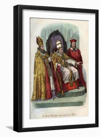 Pope Martin V (1368-1431) at the Council of Basel (Concile de Bale) in 1431-French School-Framed Giclee Print