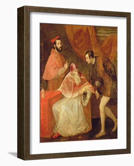 Pope Paul III (1468-1549) and His Nephews, 1545-Titian (Tiziano Vecelli)-Framed Giclee Print