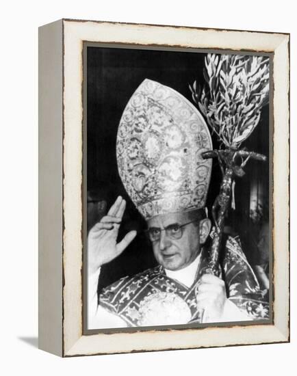 Pope Paul Vi, Blessing Crowd in St. Peter's Basilica on Palm Sunday, Vatican City, April 3rd, 1966-null-Framed Stretched Canvas