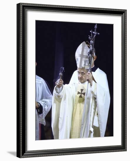 Pope Paul Vi Giving Mass and Sermon of Peace at Yankee Stadium During Historic Visit-null-Framed Premium Photographic Print