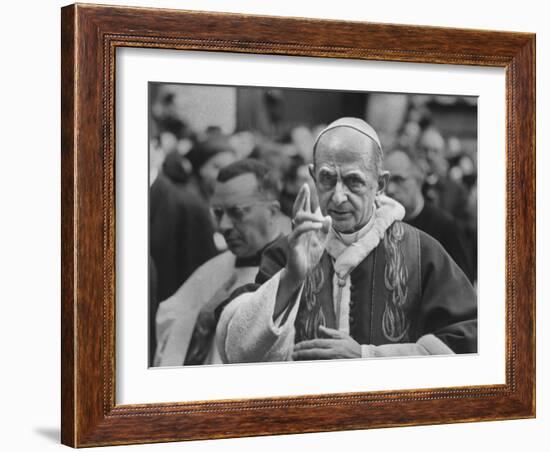 Pope Paul Vi, Officiating at Ash Wednesday Service in Santa Sabina Church-Carlo Bavagnoli-Framed Photographic Print