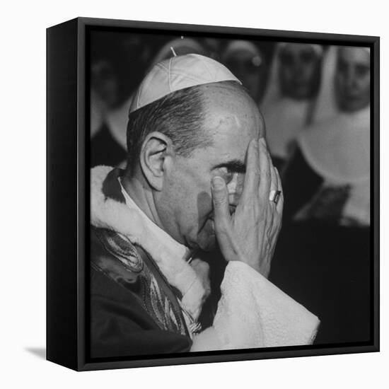 Pope Paul Vi, Officiating at Ash Wednesday Service in Santa Sabina Church-Carlo Bavagnoli-Framed Premier Image Canvas