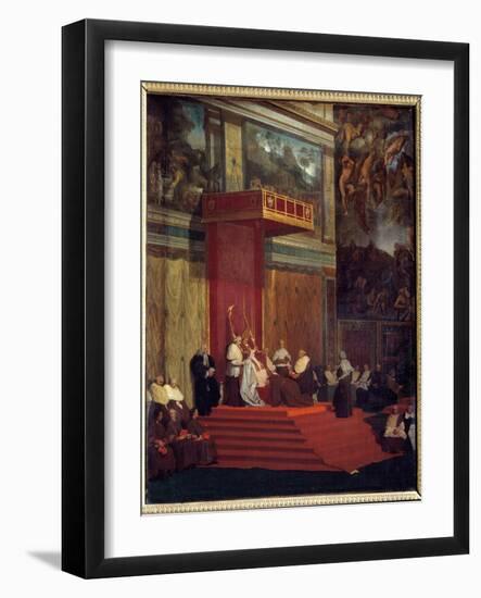 Pope Pius VII (1742 - 1823) Pope from 1800 to 1823 Holding Chapel (Sistine Chapel of the Vatican) P-Jean Auguste Dominique Ingres-Framed Giclee Print