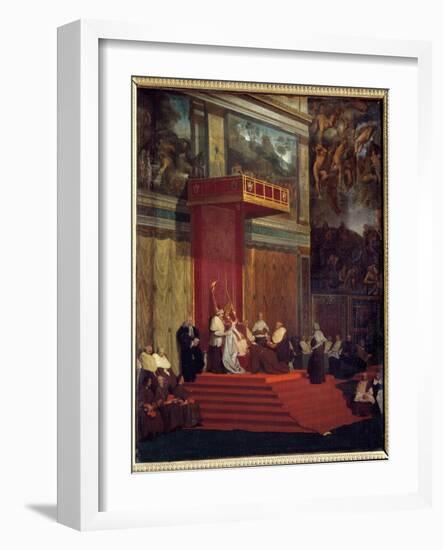 Pope Pius VII (1742 - 1823) Pope from 1800 to 1823 Holding Chapel (Sistine Chapel of the Vatican) P-Jean Auguste Dominique Ingres-Framed Giclee Print