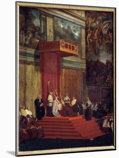 Pope Pius VII (1742 - 1823) Pope from 1800 to 1823 Holding Chapel (Sistine Chapel of the Vatican) P-Jean Auguste Dominique Ingres-Mounted Giclee Print