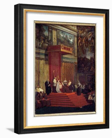 Pope Pius VII (1742 - 1823) Pope from 1800 to 1823 Holding Chapel (Sistine Chapel of the Vatican) P-Jean Auguste Dominique Ingres-Framed Giclee Print