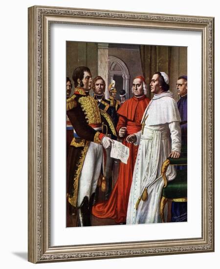 Pope Pius Vii, Prisoner at the Castle of Fontainebleau, Consented to Sign, on 25/01/1813, the Conco-Tancredi Scarpelli-Framed Giclee Print