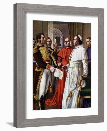 Pope Pius Vii, Prisoner at the Castle of Fontainebleau, Consented to Sign, on 25/01/1813, the Conco-Tancredi Scarpelli-Framed Giclee Print